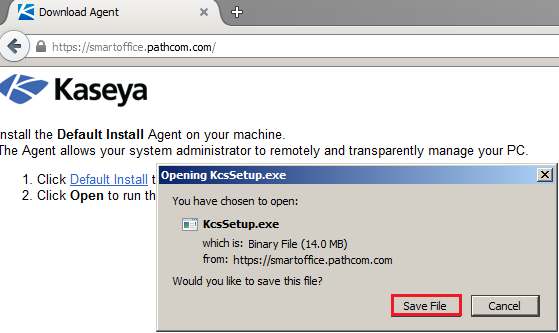 Kaseya agent firefox installation save download file.png
