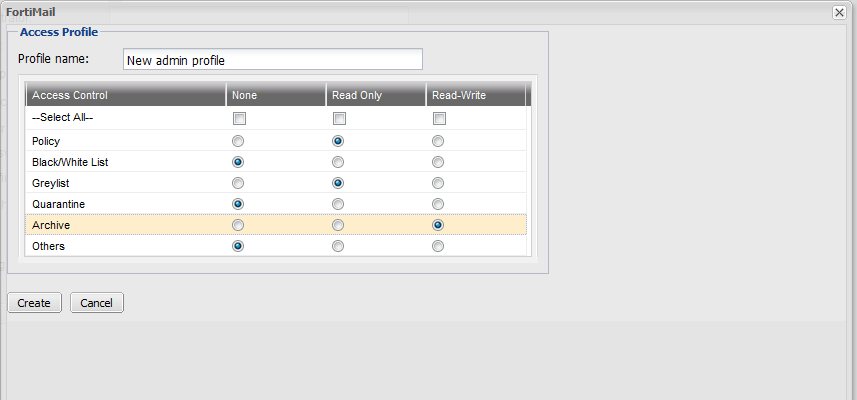 Fortimail configure access profile account.png