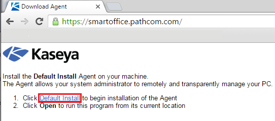 Kaseya agent chrome install click hyperlink.png