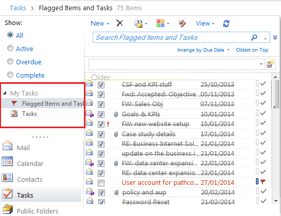 View flagged items and tasks OWA1.png