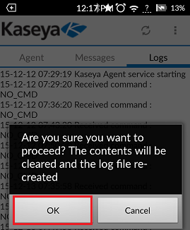 KaseyaMobileManage Android click clear log 2.png