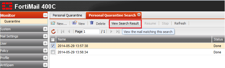 Fortimail view search results.png