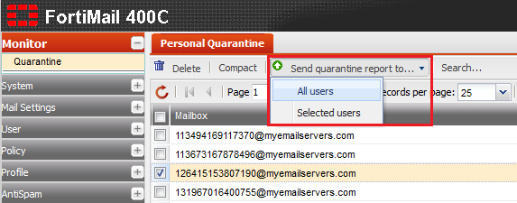 Fortimail send quarantine report.png