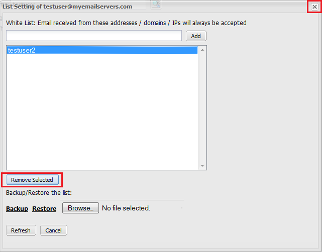 Fortimail delete a white list entry.png