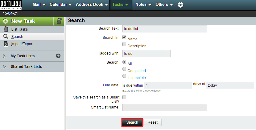 EasyMail search for task2.png